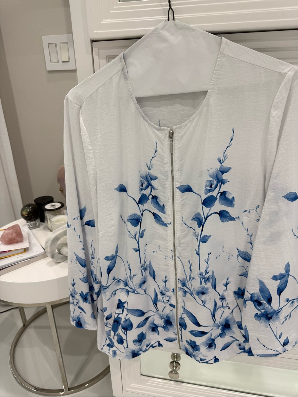 Chico's White Top with Blue Trim